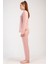 Kadın Pembe Renk Uzun Kollu Puantiyeli Pijama Takımı C5T0N1205 3