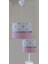 Beyaz Yıldızlı M-0425 Pembe 2.li Set Kumaş Kaplama Genç ve Çocuk Odası Avize ve Abajur Takımı 1