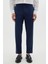 Erkek Slim Fit Dar Kesim Esnek Yan Cepli Bilek Boy Canvas Kesim Lacivert Pantolon 1