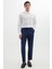 Erkek Slim Fit Dar Kesim Esnek Yan Cepli Bilek Boy Canvas Kesim Lacivert Pantolon 4