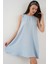 Kadın Bdart Keten Karışımlı A-Form Mini Elbise Toz Mavi 1