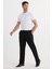 Erkek Standart Fit Normal Kesim Beli Bağcıklı Geniş Paça Siyah Pantolon 2
