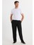 Erkek Standart Fit Normal Kesim Beli Bağcıklı Geniş Paça Siyah Pantolon 4
