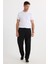Erkek Standart Fit Normal Kesim Beli Bağcıklı Geniş Paça Siyah Pantolon 6