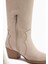 Frida Bej Süet Western Kadın Çizme 6 Cm Topuk Yüksekliği ile Şık ve Rahat 3