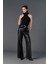 Wide Leg Deri Pantolon Siyah 1