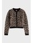 Yün Karışımlı Leopar Desenli Relaxed Fit Bisiklet Yaka Hırka Bayan Hırka DW0DW21968 0hd 6