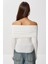 Straplez Büzgülü Örme Bluz LUB0298 Ekru 4