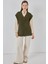 Kadın Bdart Ribanalı Dokulu Rahat Fit Triko Yelek Haki Yeşil 3