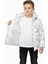 Erkek/kız Çocuk Beyaz Çıkabilir Kapüşonlu Su ve Rüzgar Geçirmez Cepli Kışlık Şişme Mont 7