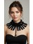 Kadın Siyah Fırfırlı Choker Kolye – Şerit ve Püskül Detaylı Trend Boyun Aksesuarı 1