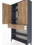Arges Dolap 4 Raflı Tek Çekmeceli 2 Kapaklı 88X30X163 Antrasit-Çam 5