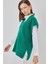 Kadın Bdart Ribanalı Dokulu Rahat Fit Triko Yelek Zümrüt Yeşili 3