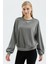 Kadın Oversize Yuvarlak Yakalı Örme Sweatshirt 2