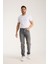 Erkek Pantolon Gri Regular Fit Fermuarlı Jeans 4