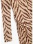 Slim Fit Yırtmaçlı Uzun Kollu Bisiklet Yaka Zebra Desenli Drapeli Elbise 3