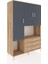 Hyperion Dolap 6 Raflı 3 Çekmeceli 3 Kapaklı 132X44X195 Çam-Antrasit/çam 2