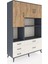 Hyperion Dolap 8 Raflı 5 Çekmeceli 3 Kapaklı 132X44X195 Antrasit-Çam/aytaşı 2