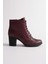 Kadın Hakiki Deri Lazer Detaylı Bağcıklı Bot - Bordo 3