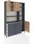 Arges Dolap 9 Raflı 4 Çekmeceli 3 Kapaklı 132X30X195 Antrasit-Çam/antrasit 5