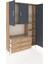 Arges Dolap 7 Raflı 3 Çekmeceli 3 Kapaklı 132X30X195 Çam-Antrasit/çam 5