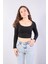 10716 Açık Yaka Kenarları Büzgülü Bluz 2
