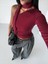 Asimetrik Yaka Fularlı Tek Kol Omuz Detaylı Sandy Kumaş Crop / Bluz 5