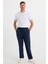 Erkek Standart Fit Normal Kesim Beli Bağcıklı Geniş Paça Lacivert Pantolon 6