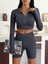 Slim Fit Yüksek Bel Toparlayıcı Crop Kadın 2’li Tayt Takım 4