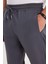 Erkek Regular Fit Beli Lastikli Bağcıklı Jogger koyu Gri Pantolon Rahat Kesim Yan Cepli 3