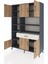 Hyperion Dolap 10 Raflı Tek Çekmeceli 6 Kapaklı 132X44X195 Antrasit-Çam/aytaşı 3