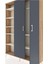 Arges Dolap 7 Raflı 2 Kapaklı Tek Askılı 132X30X195 Çam-Antrasit/aytaşı 4