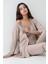 Kadın Modal Pamuklu Vizon Sabahlıklı Pijama Takımı QP9K0R9K9R 1