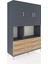 Hyperion Dolap 6 Raflı 6 Çekmeceli 3 Kapaklı 132X44X195 Antrasit-Antrasit/çam 2