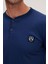 Erkek Regular Fit Pamuklu Düğmeli Yaka Beli Lastikli Desenli Indigo Pijama Takımı 3