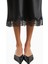 Satin Lace Detail Midi 90's Stil Flared Kadın Etek 5