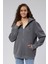 Mooncover Kadın Fermuarlı Kapşonlu Kanguru Cepli Sweatshirt 5