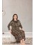 Lady Lingerie Büyük Beden Leopar Desen Yaka Düğmeli Dantel Detaylı Elbise 2