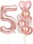 Doğum Günü Konsept - Rose Gold Rengi -Rakam,konfeti ve Kalp Folyo Balon 1