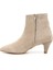 Kadın Bej Süet Fermuarlı Sivri Burun Hakiki Deri Bot 3