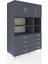 Kronos Dolap 8 Raflı 8 Çekmeceli 3 Kapaklı 132X59X195 Antrasit-Antrasit/antrasit 2