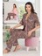 Lady Desenli Viskon Kumaş Kısa Kollu Gömlekli ve Askılı 3 Lü Pijama Takımı 1