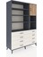 Hyperion Dolap 8 Raflı 8 Çekmeceli Tek Kapaklı 132X44X195 Antrasit-Çam/aytaşı 2