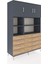 Hyperion Dolap 8 Raflı 8 Çekmeceli 3 Kapaklı 132X44X195 Antrasit-Antrasit/çam 2