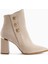 Mayvi Bej Süet Toka Detaylı Topuklu Kadın Bot 1
