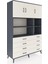 Hyperion Dolap 8 Raflı 8 Çekmeceli 3 Kapaklı 132X44X195 Antrasit-Aytaşı/aytaşı 2