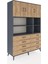 Hyperion Dolap 8 Raflı 8 Çekmeceli 3 Kapaklı 132X44X195 Antrasit-Çam/çam 2