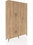 Arges Dolap 7 Raflı 5 Kapaklı Tek Askılı 132X30X195 Çam-Çam/aytaşı 2