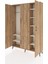 Arges Dolap 7 Raflı 5 Kapaklı Tek Askılı 132X30X195 Çam-Çam/aytaşı 3