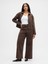 Kadın Koyu Kahverengi High Rise Wide-Leg Jean Pantolon 4